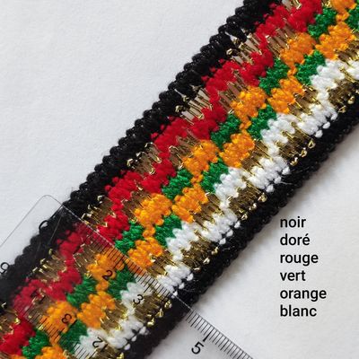 Galon doré noir/rouge/vert/blanc/orange 4,5cm