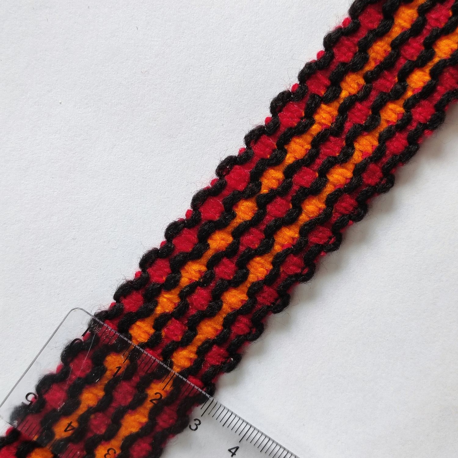 Galon kabyle 3 cm orange/rouge bord noir
