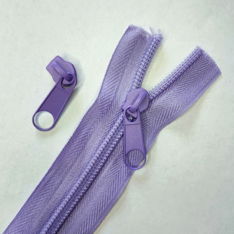 ZIP au mètre violet clair avec 2 curseurs violet pastel