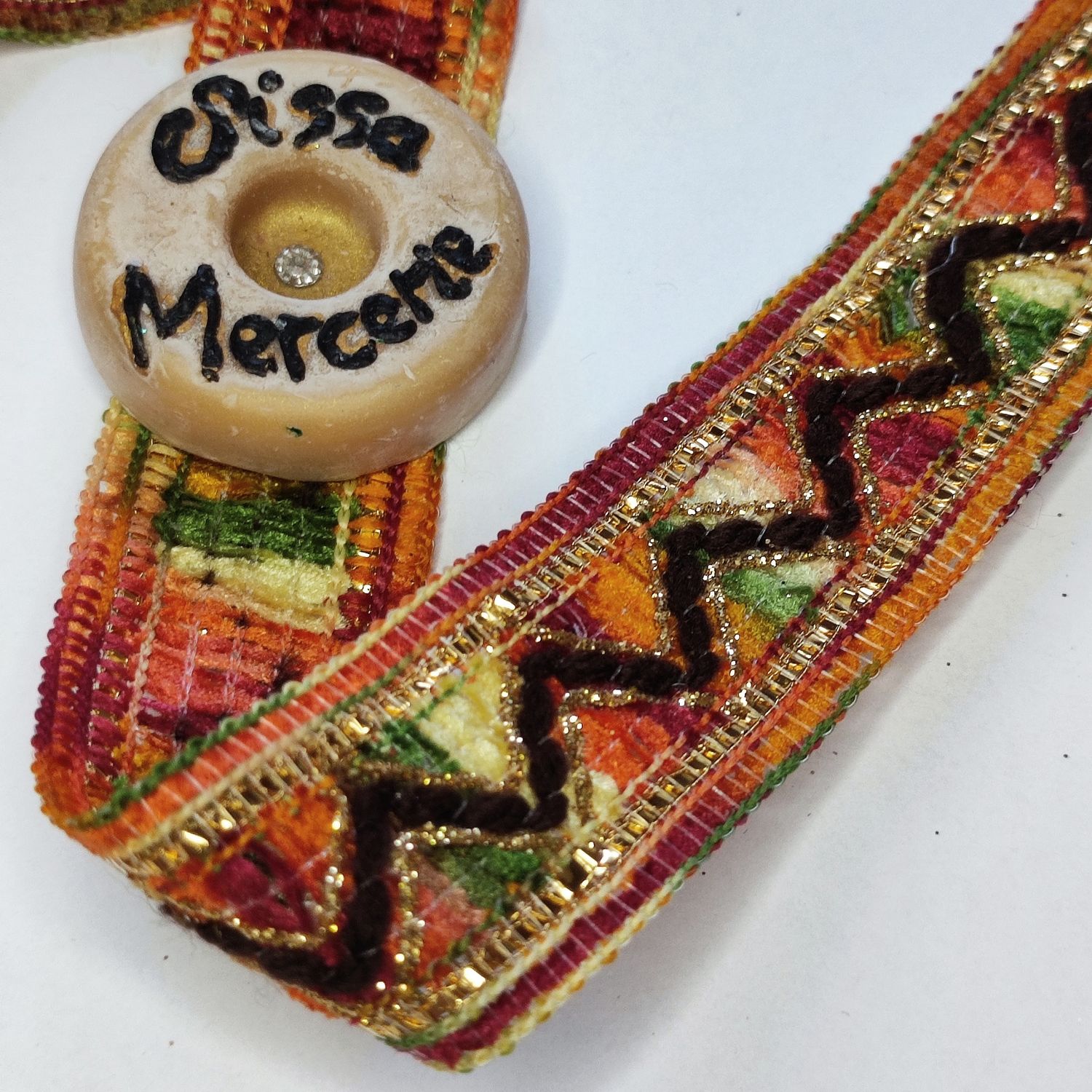 Galon kabyle orange /vert/rouge pastel & doré