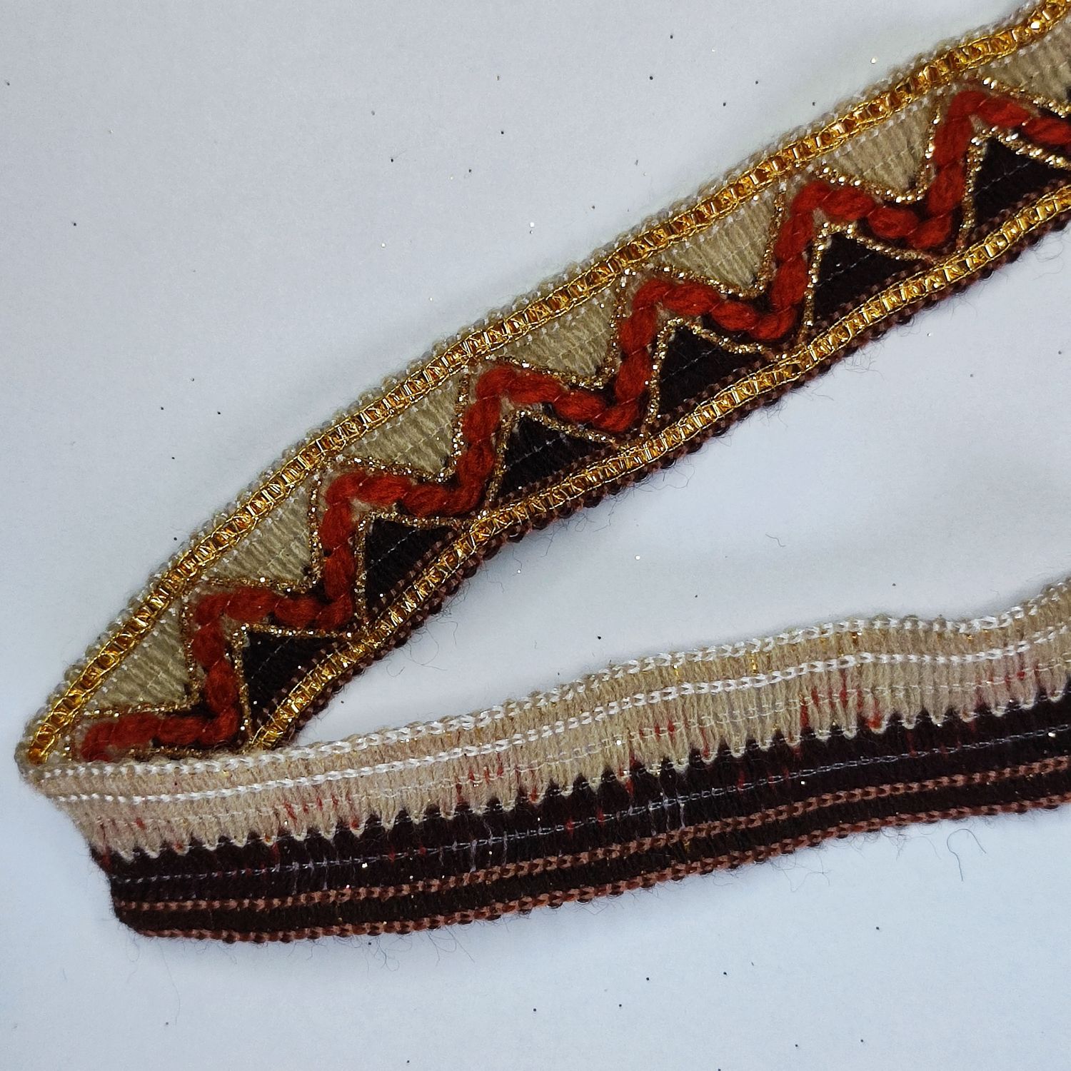 Galon 2cm avec doré/zig zag marron clair