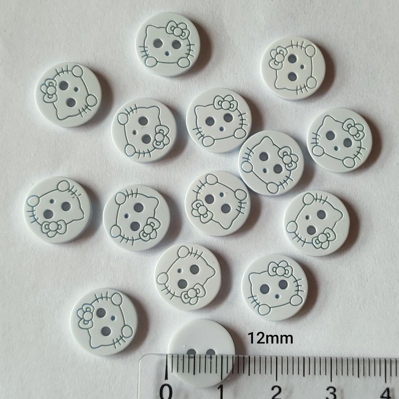 30 boutons chat 12mm blanc/bleu 