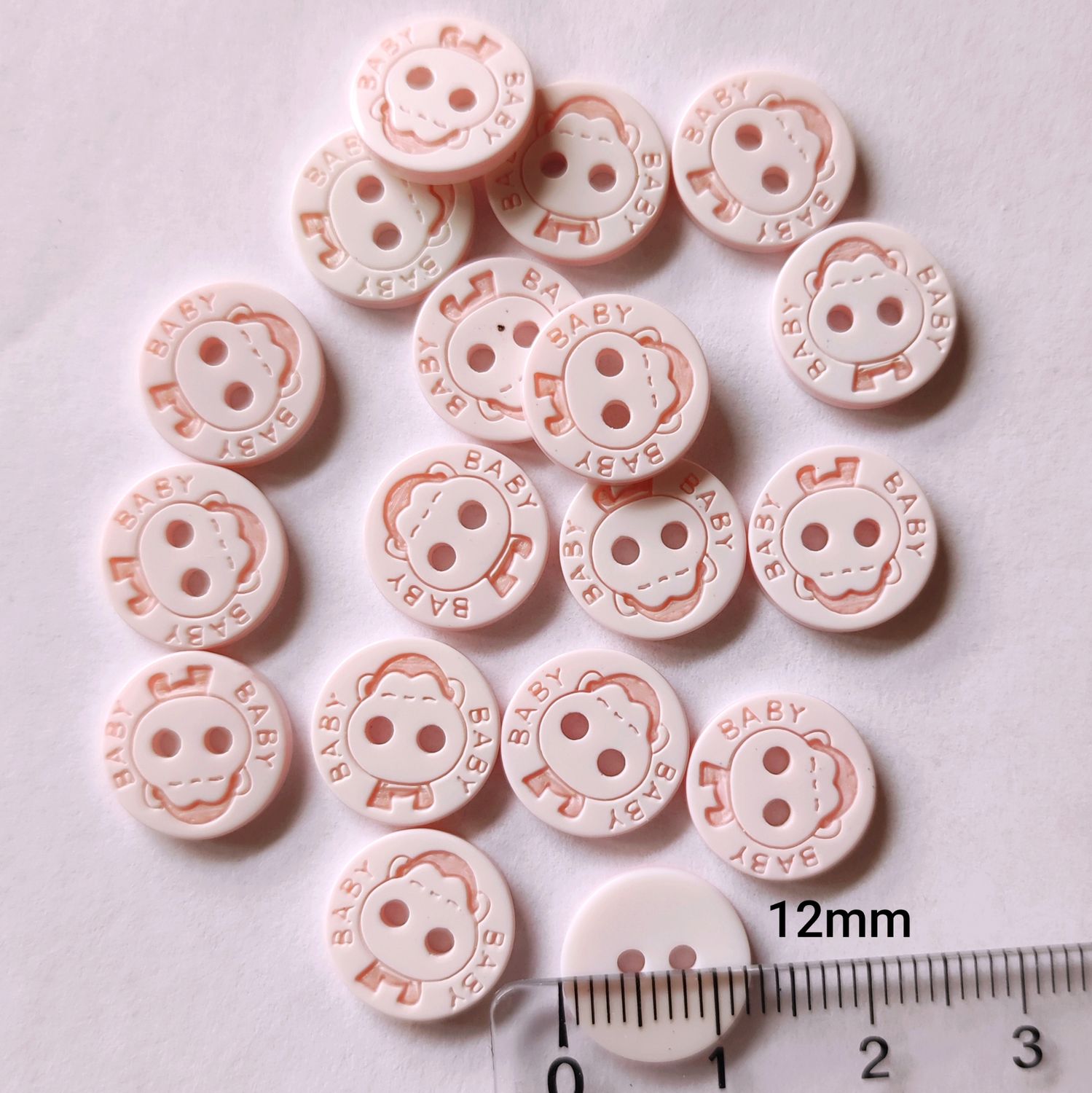 30 boutons 12mm baby rose