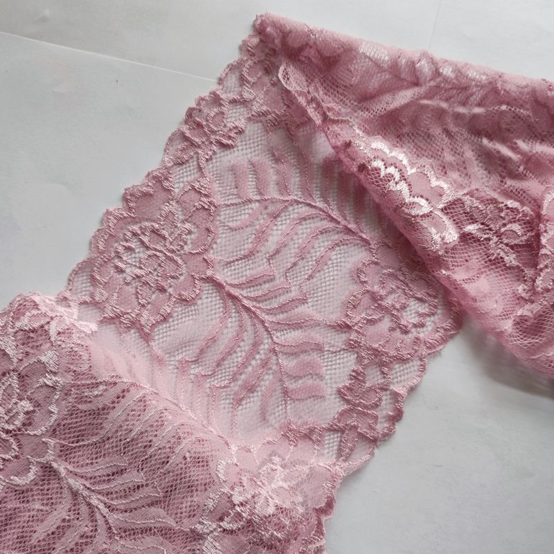 Dentelle élastique large 17cm vieux rose Dentelle élastique large 17cm vieux rose