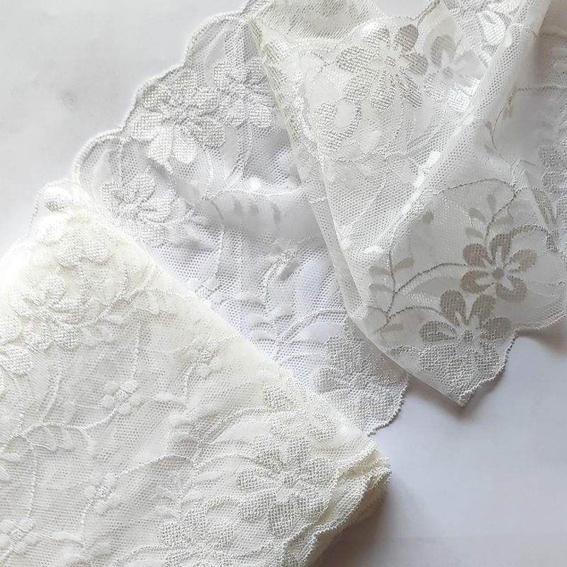 Dentelle élastique large 18 cm blanche Dentelle élastique large 18 cm blanche