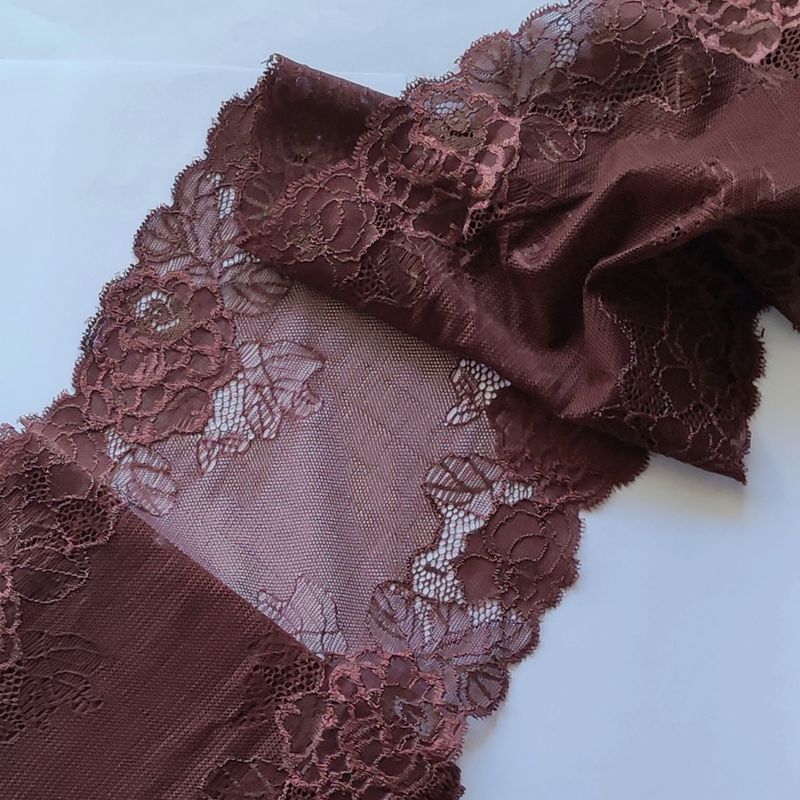 Dentelle élastique large 19,5 cm marron Dentelle élastique large 19,5 cm marron