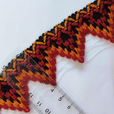 Galon kabyle 4 cm bord noir/orange/rouge