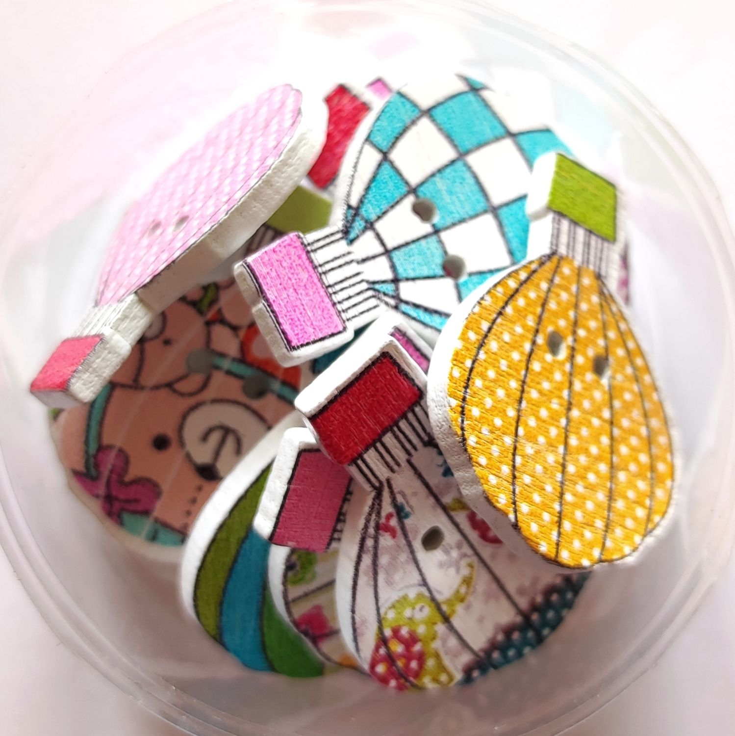 10 boutons en bois montgolfière LOT 216 (choisissez vos couleurs)