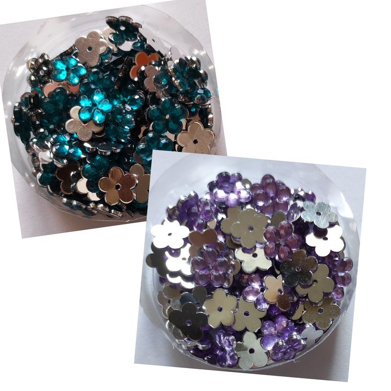 200 strass fleur 9mm 2 coloris