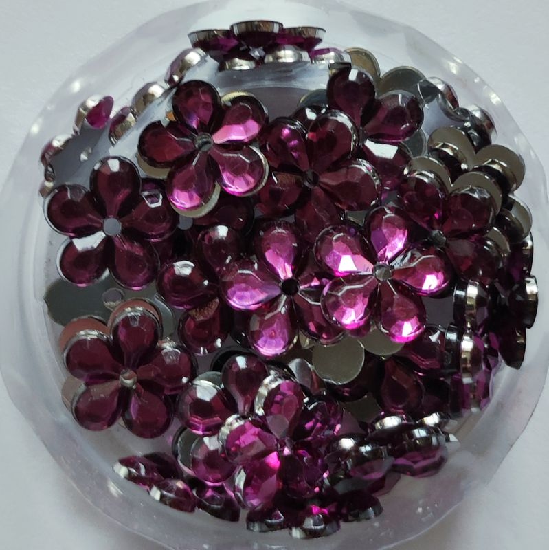 80 strass 12mm fleur prune