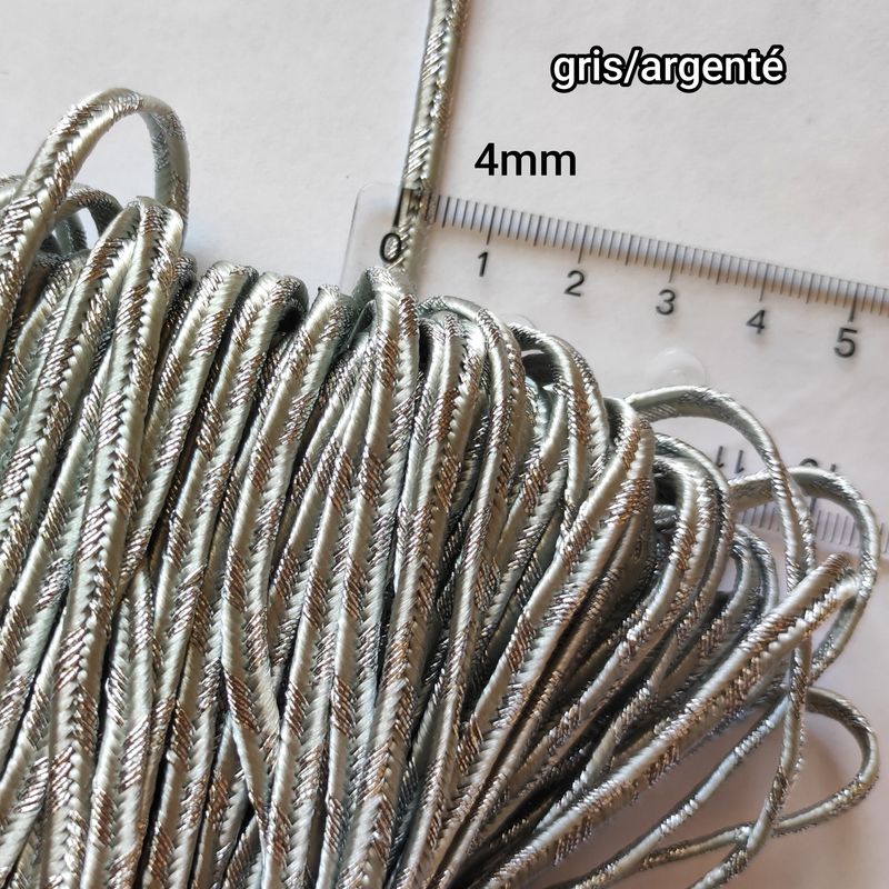 Soutache gris/argenté 4mm