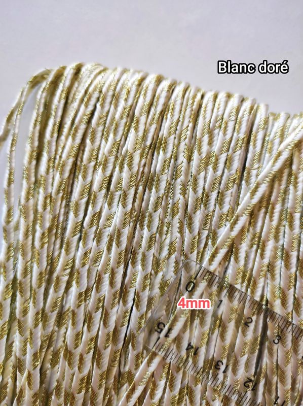 Soutache blanc/doré 4mm