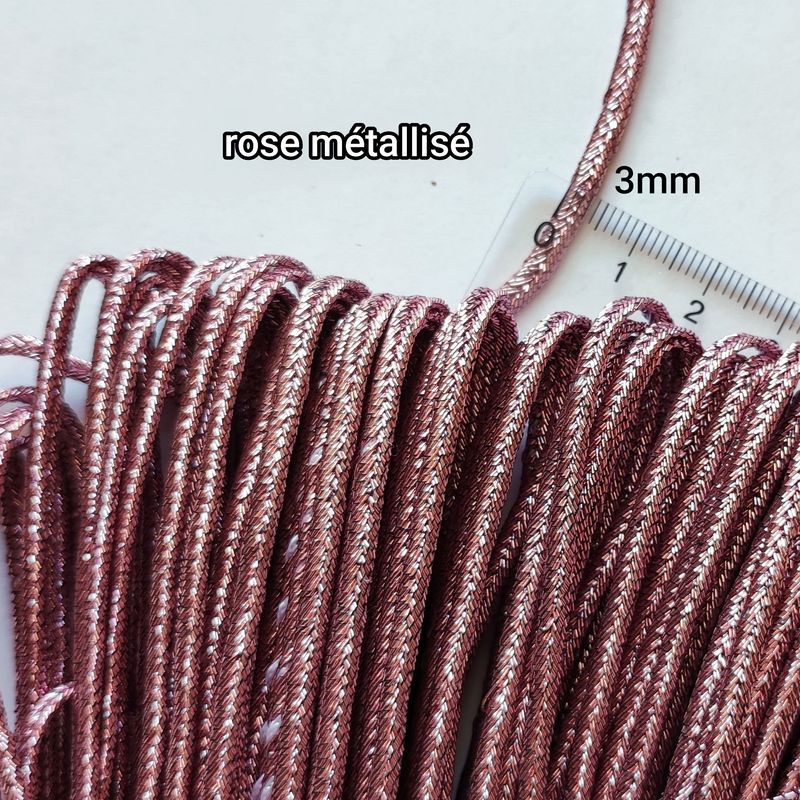 Soutache rose métallisé 3mm