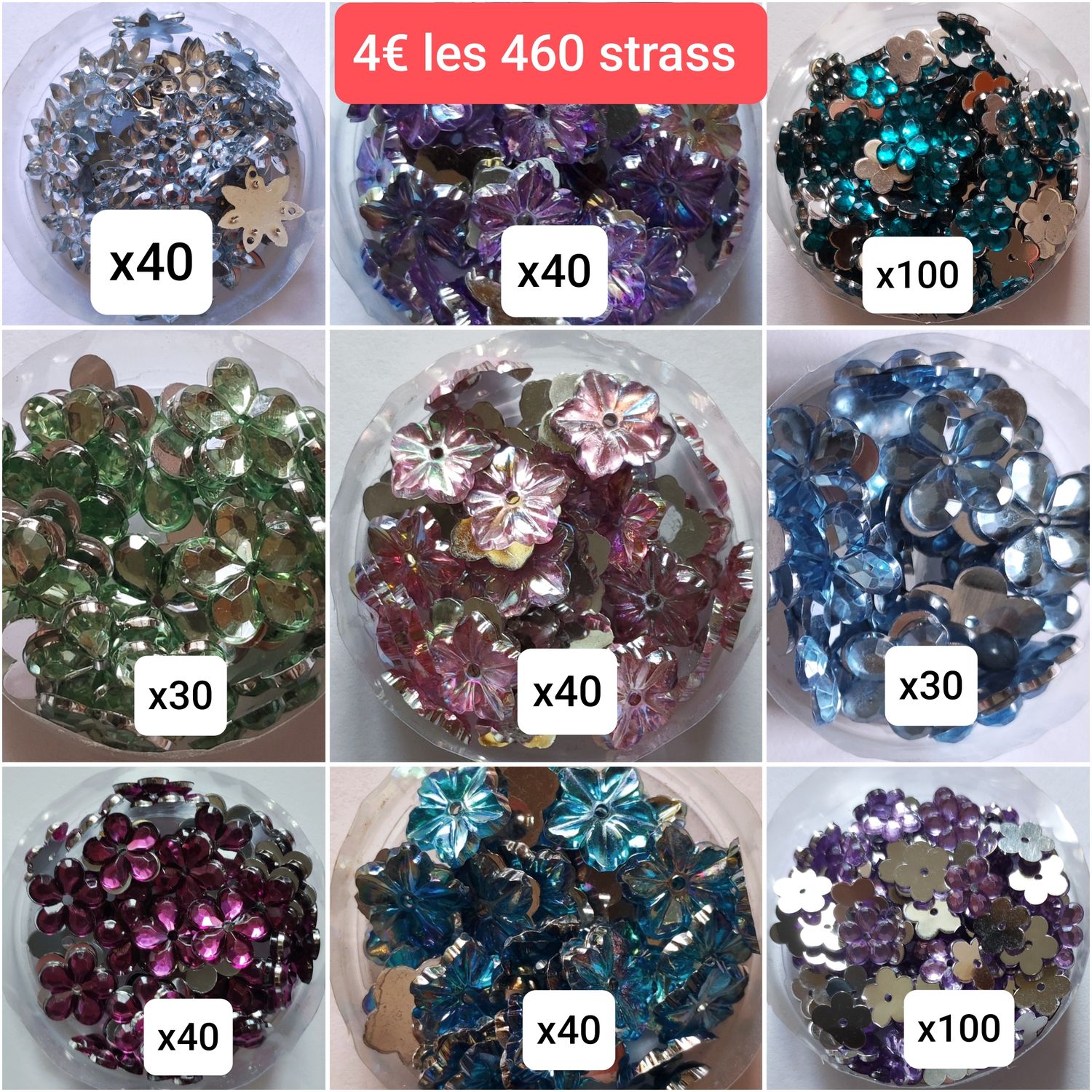 460 strass fleurs