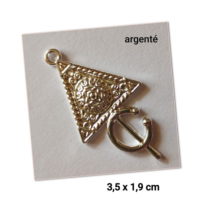 Pendentif kabyle argenté 3,5x1,9 cm