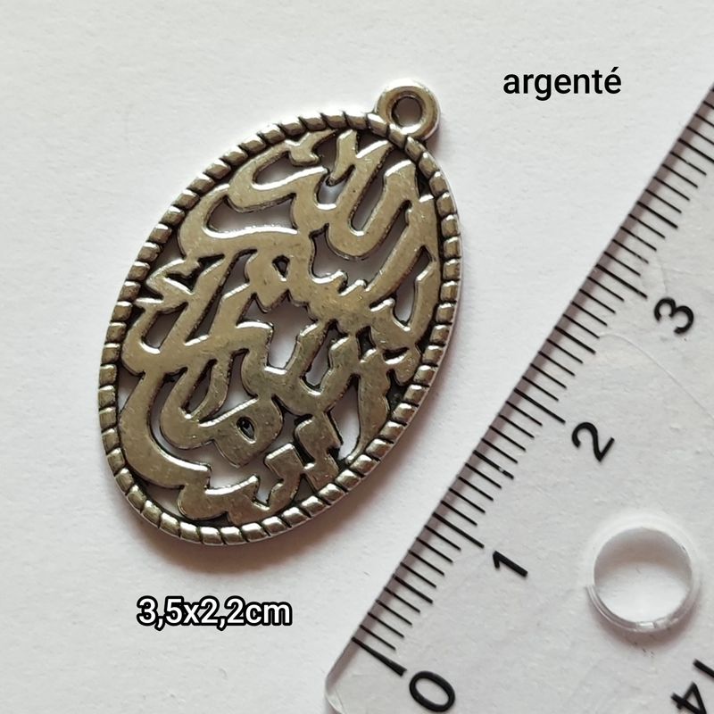 Pendentif "écriture arabe" argenté