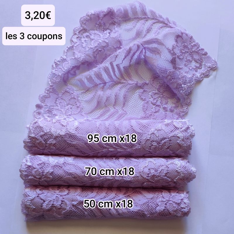 2,15 mètres dentelle extensible 18cm violet clair 