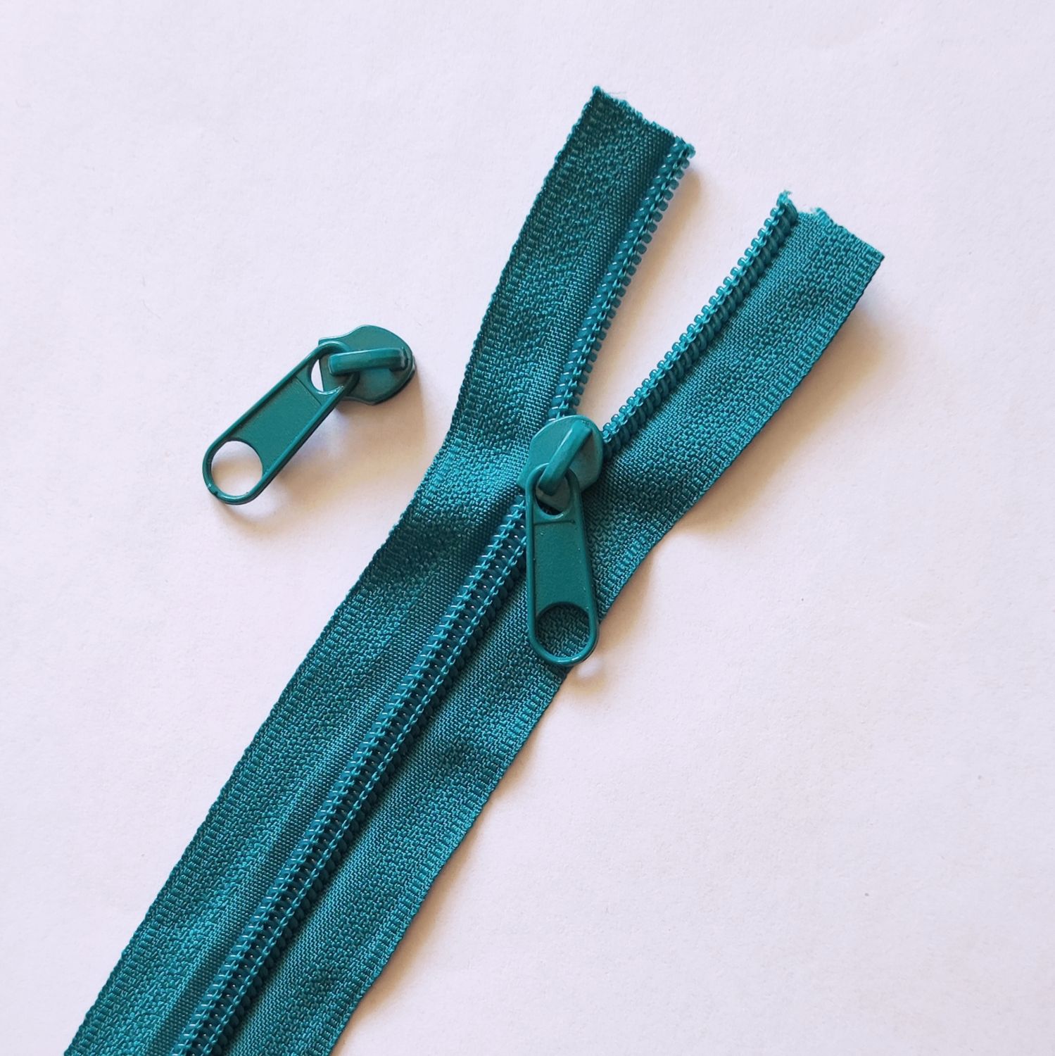 Fermeture zip #5 au mètre turquoise + 2 curseurs 