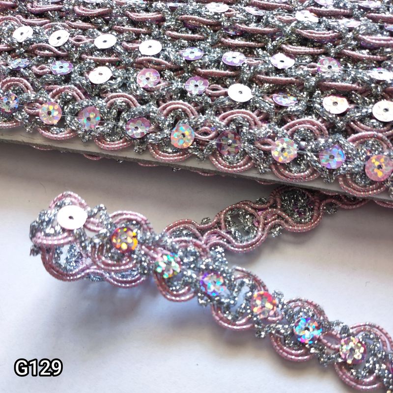 Galon rose/argenté 17mm