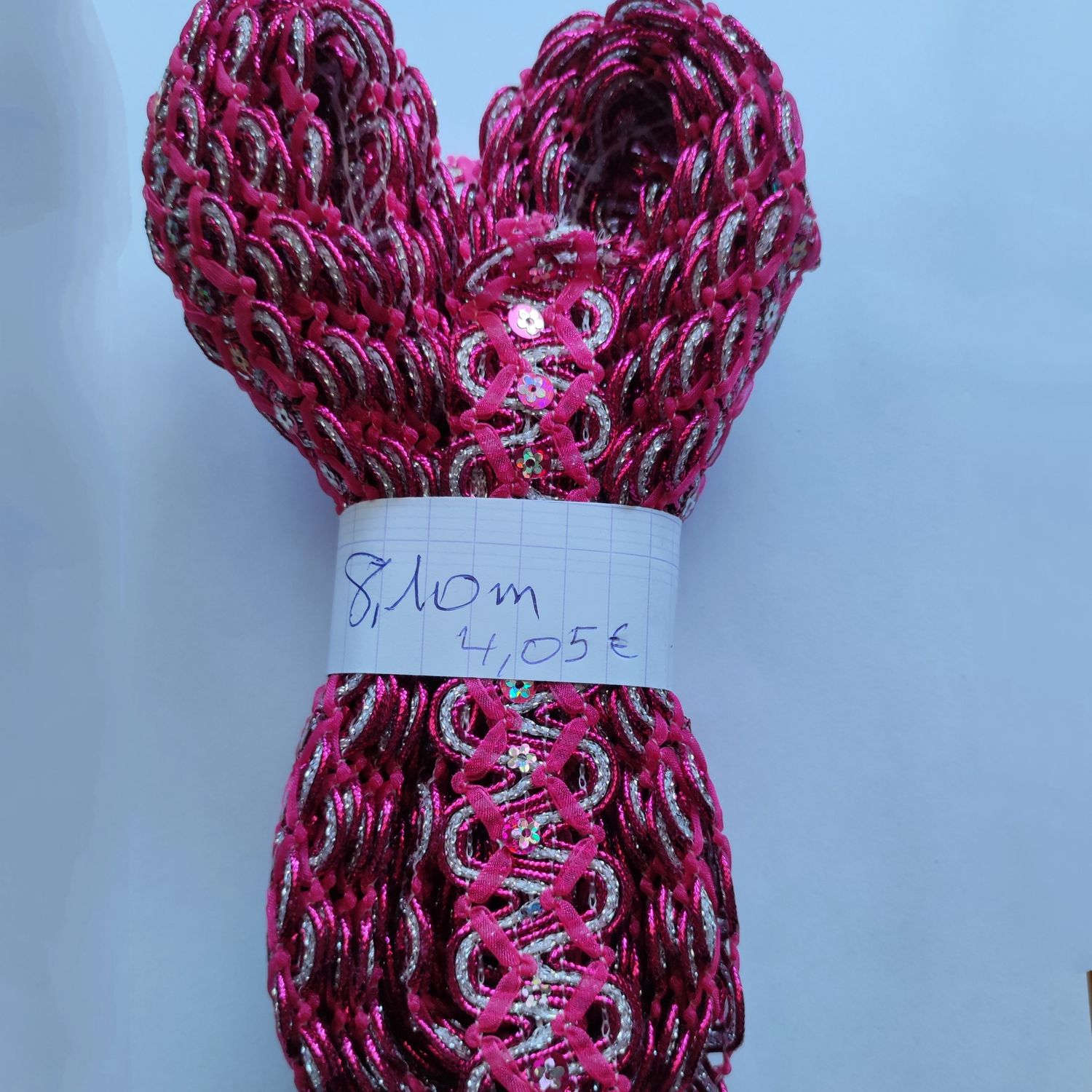 Galon fushia/argenté 3cm