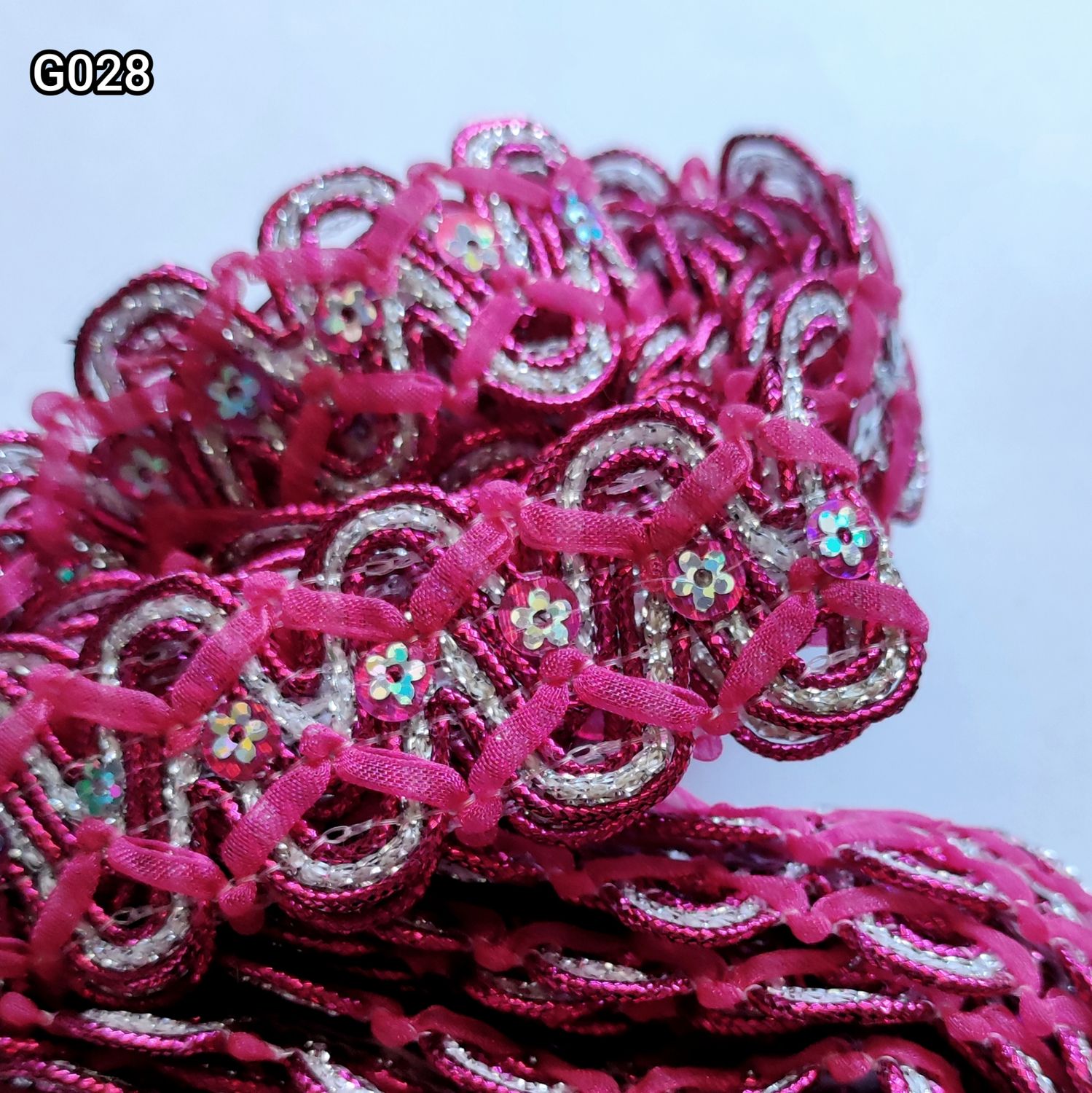 Galon fushia/argenté 3cm