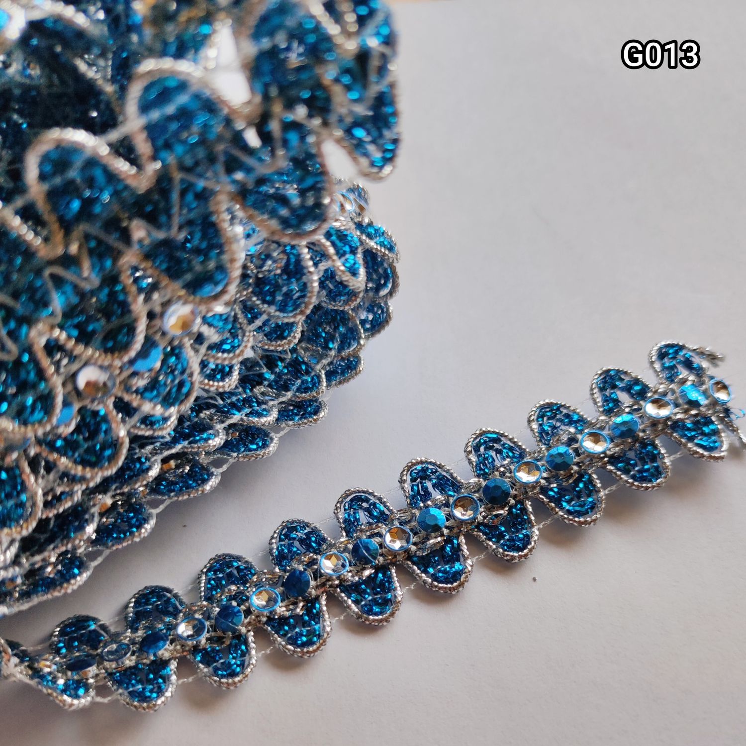 Galon bleu/argenté 2cm