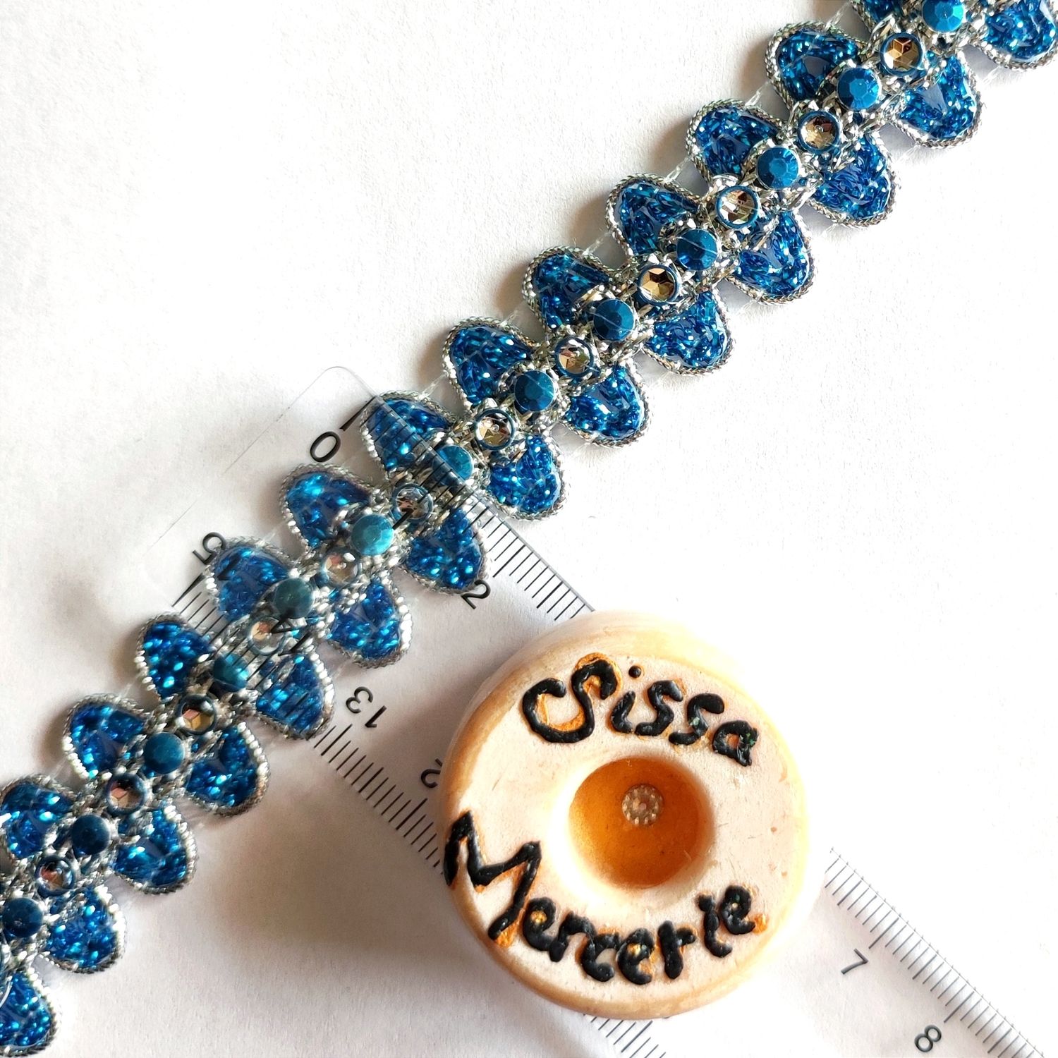 Galon bleu/argenté 2cm