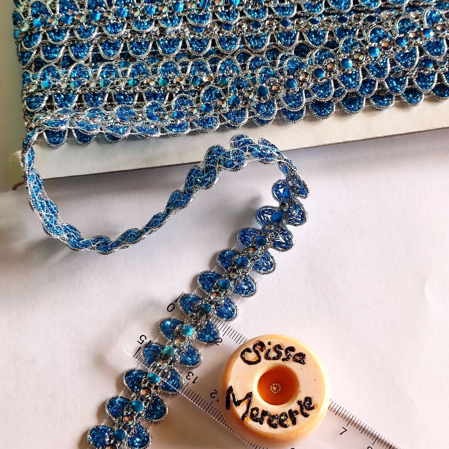 Galon bleu/argenté 2cm