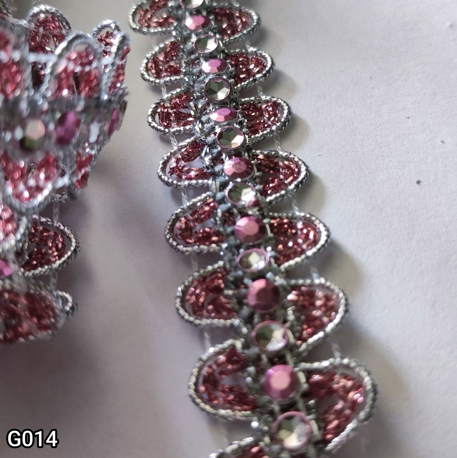 Galon rose/argenté 2cm (2,30 mètres)