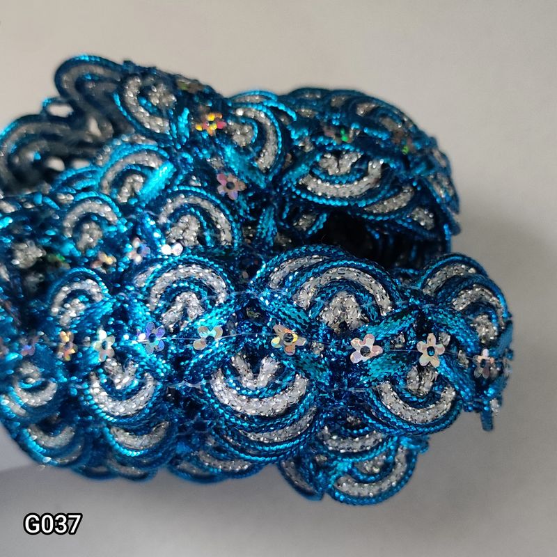 Galon bleu /argenté 2,5cm
