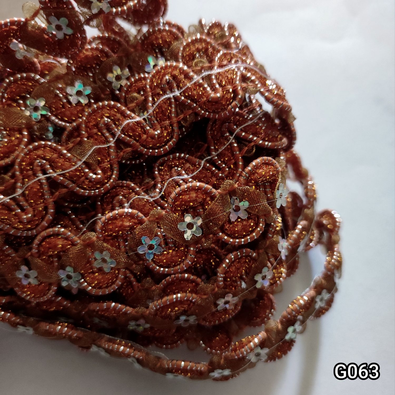 Galon orange 1,5 cm/fleurs