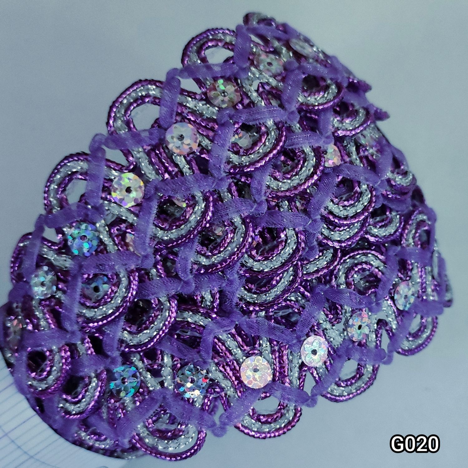 Galon violet clair/argenté 3cm