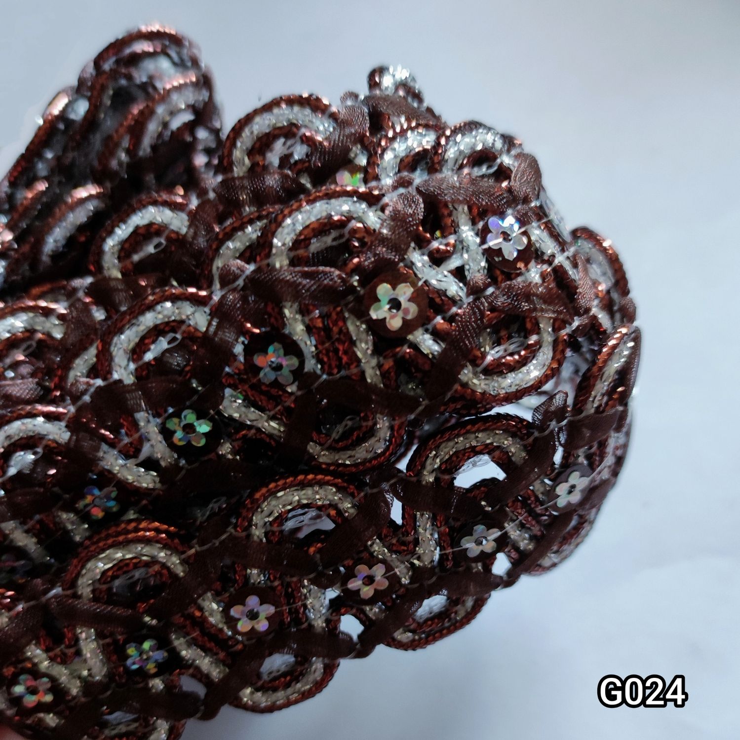 Galon marron/ argenté 3cm