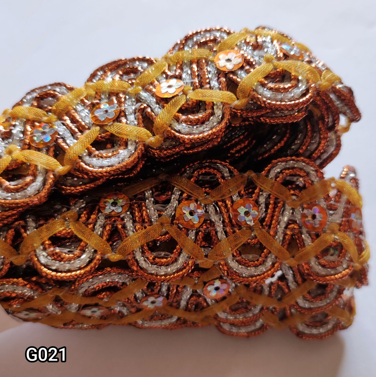 Galon orange/ argenté 3cm