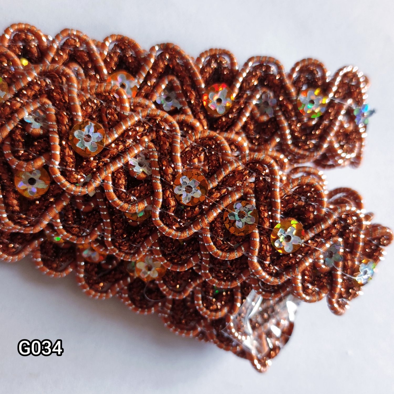 Galon orange strass fleur