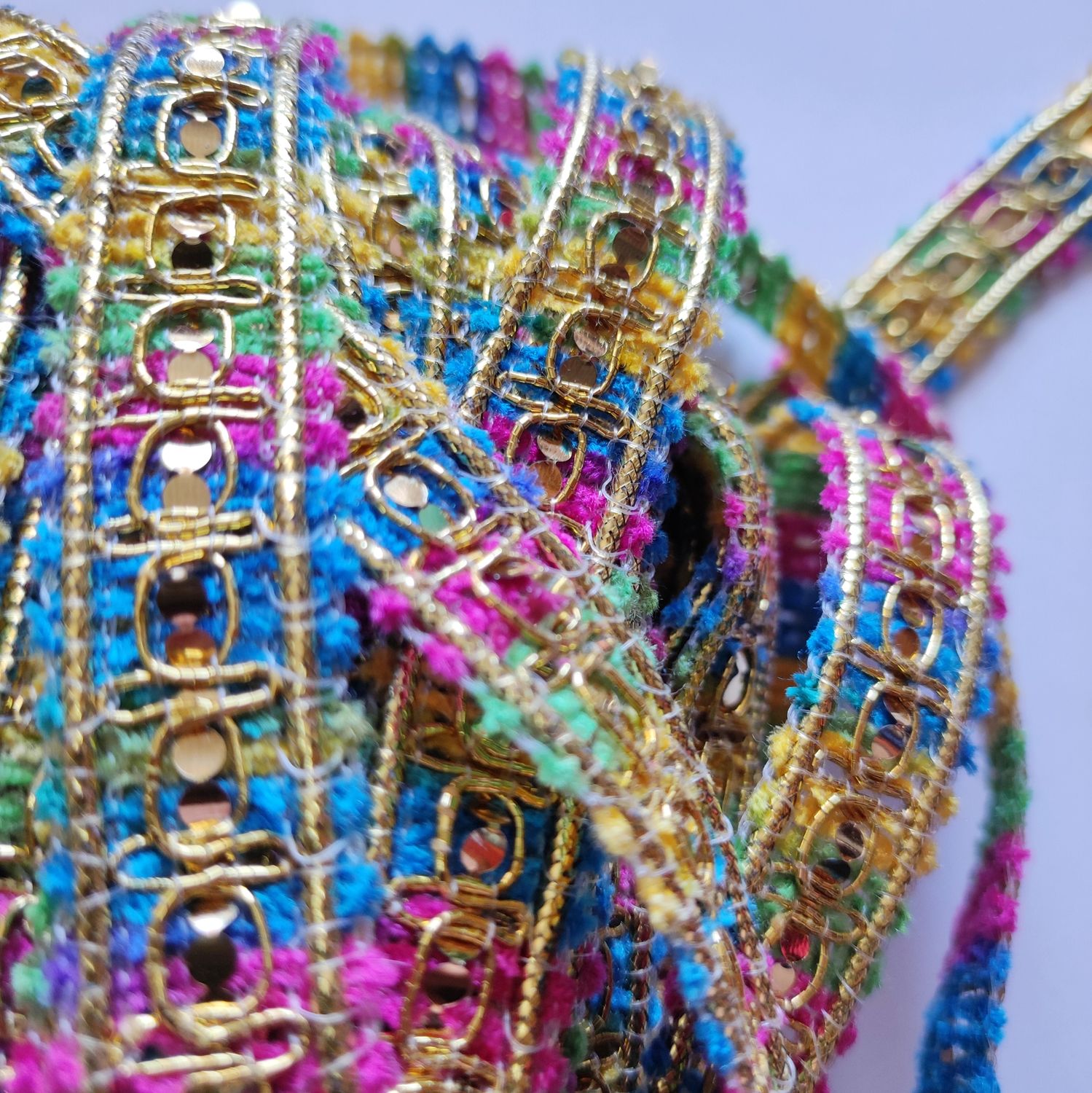 Galon arc en ciel et doré 17mm