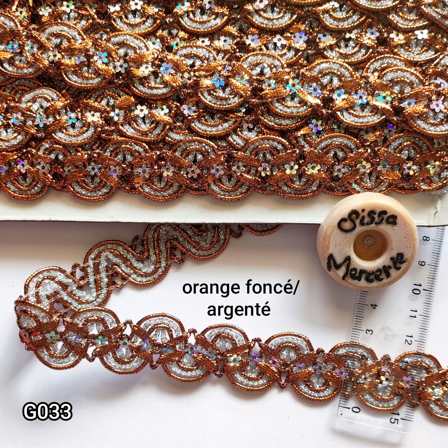Galon orange 2,5cm (9,10 mètres)