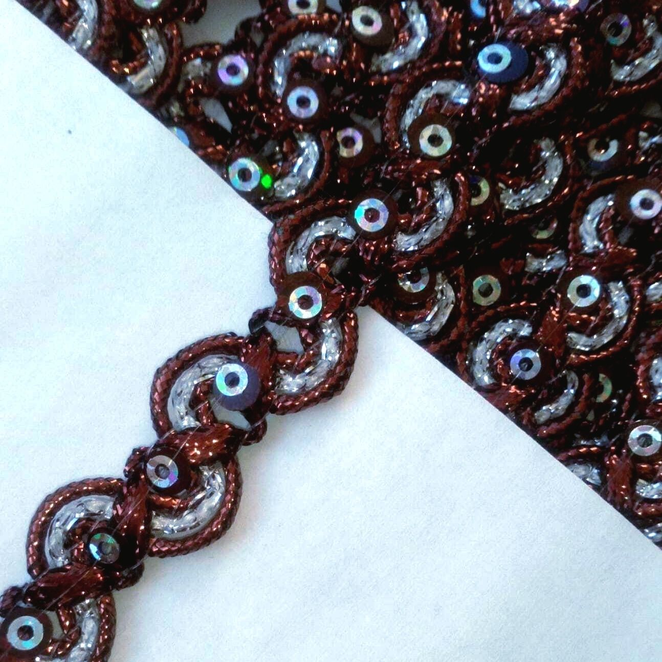 Galon marron/argenté 1,5cm