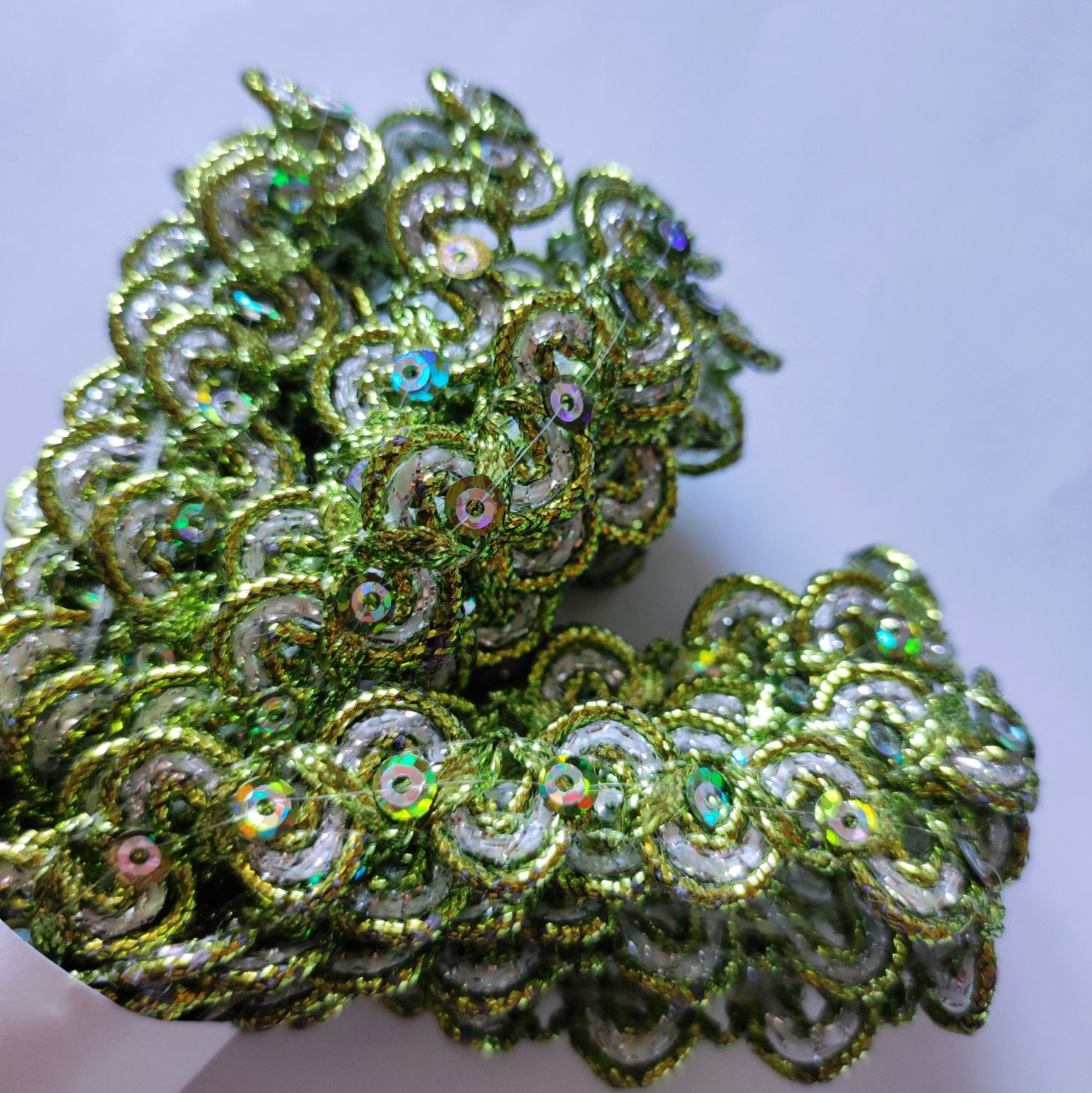 Galon vert/argenté 1,5cm (9 mètres)