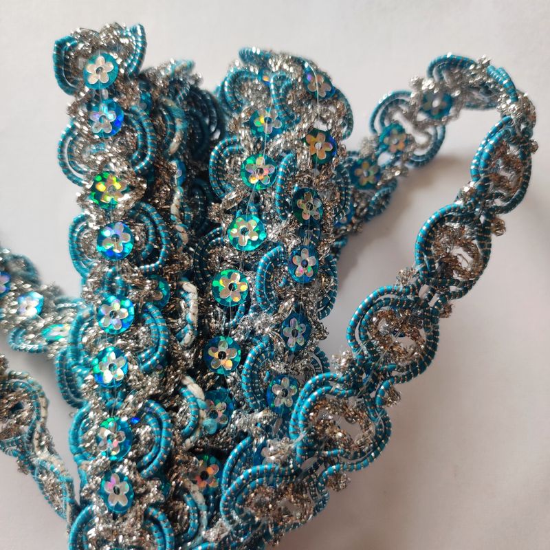 Galon bleu clair/argenté 17mm