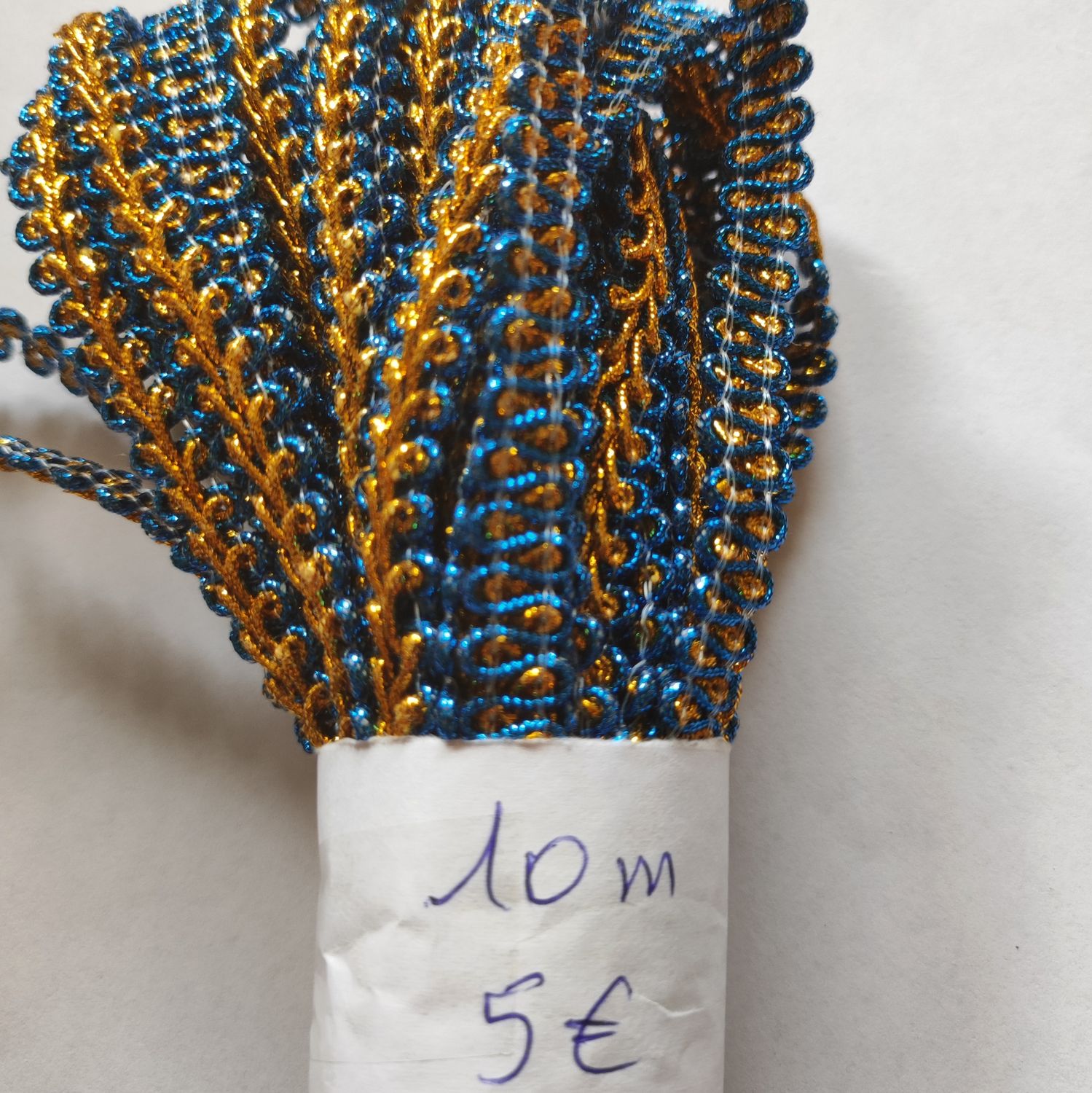 Galon épi bleu/doré 1 cm