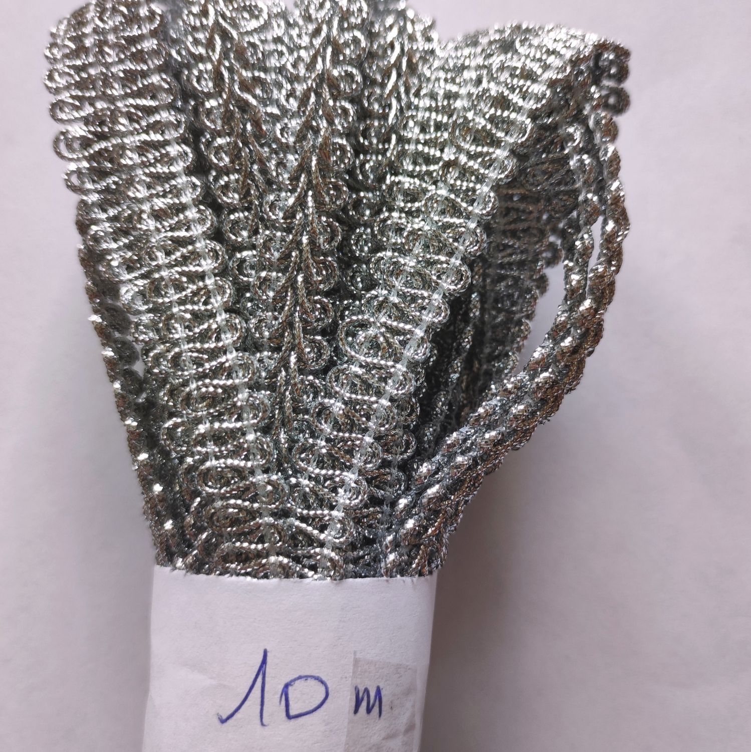 Galon épi argenté 1cm(10 mètres)