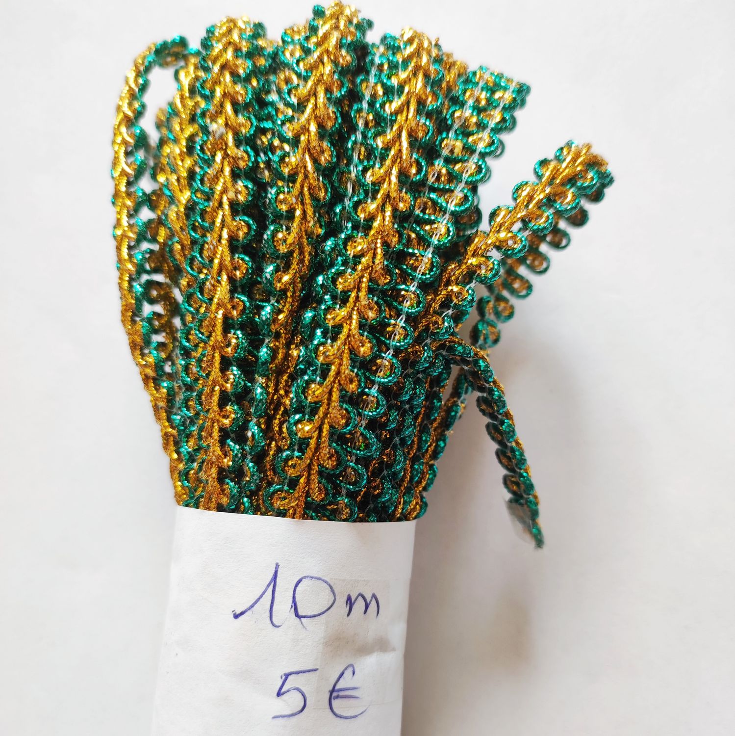 Galon épi vert/doré 1 cm