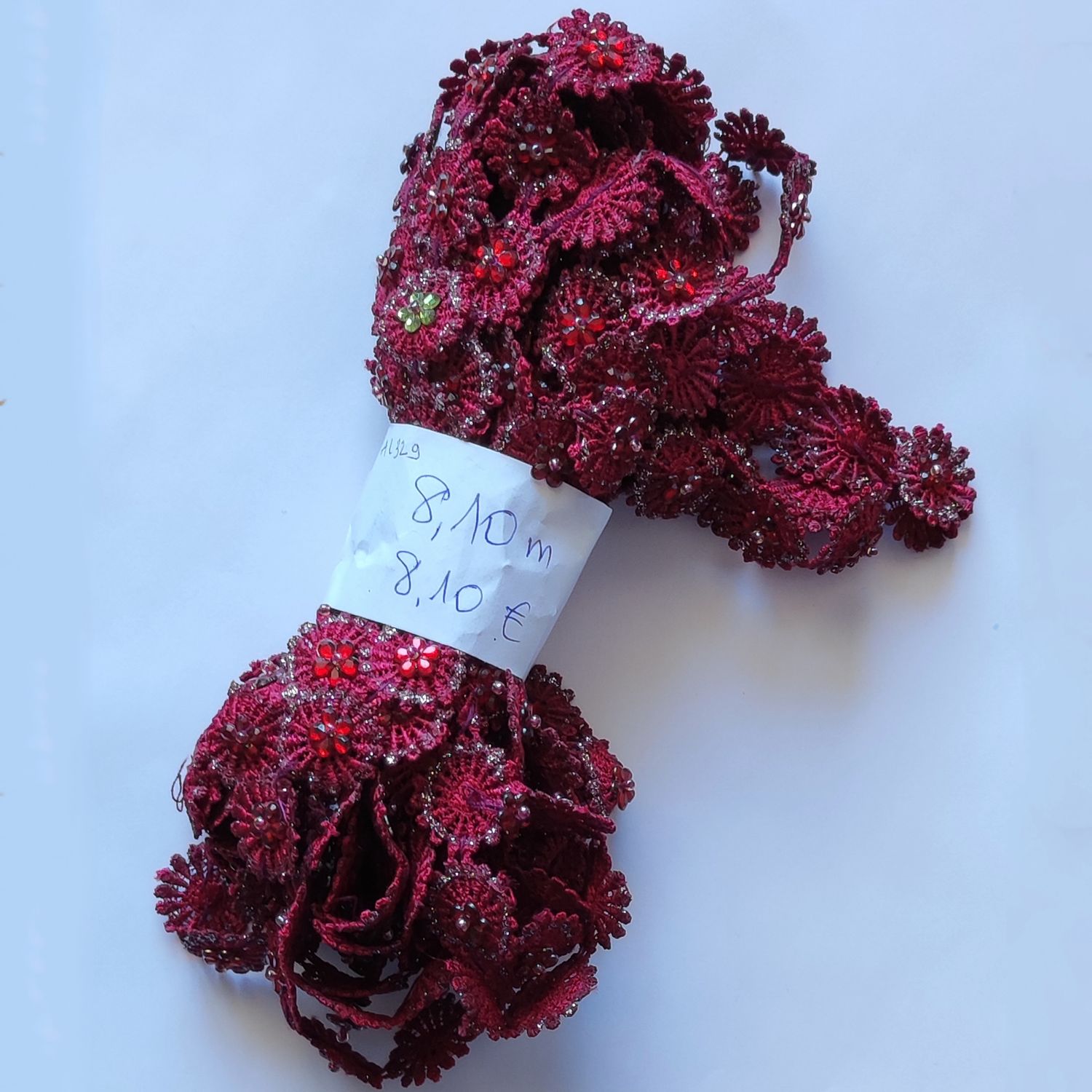 Galon fleurs rouge/argenté 