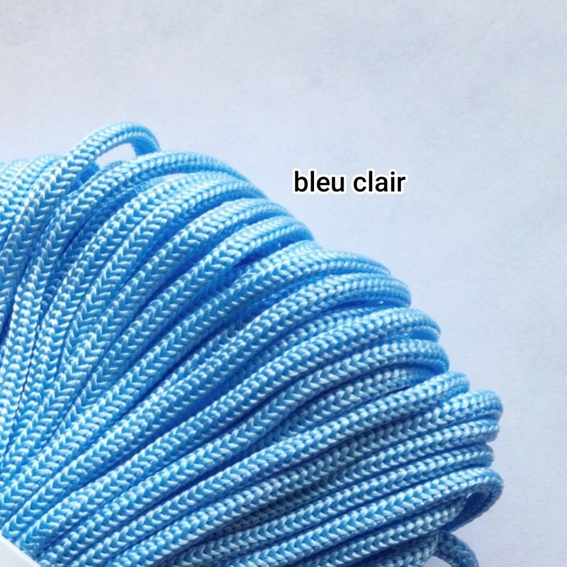 10 mètres cordelette 4mm bleu clair 