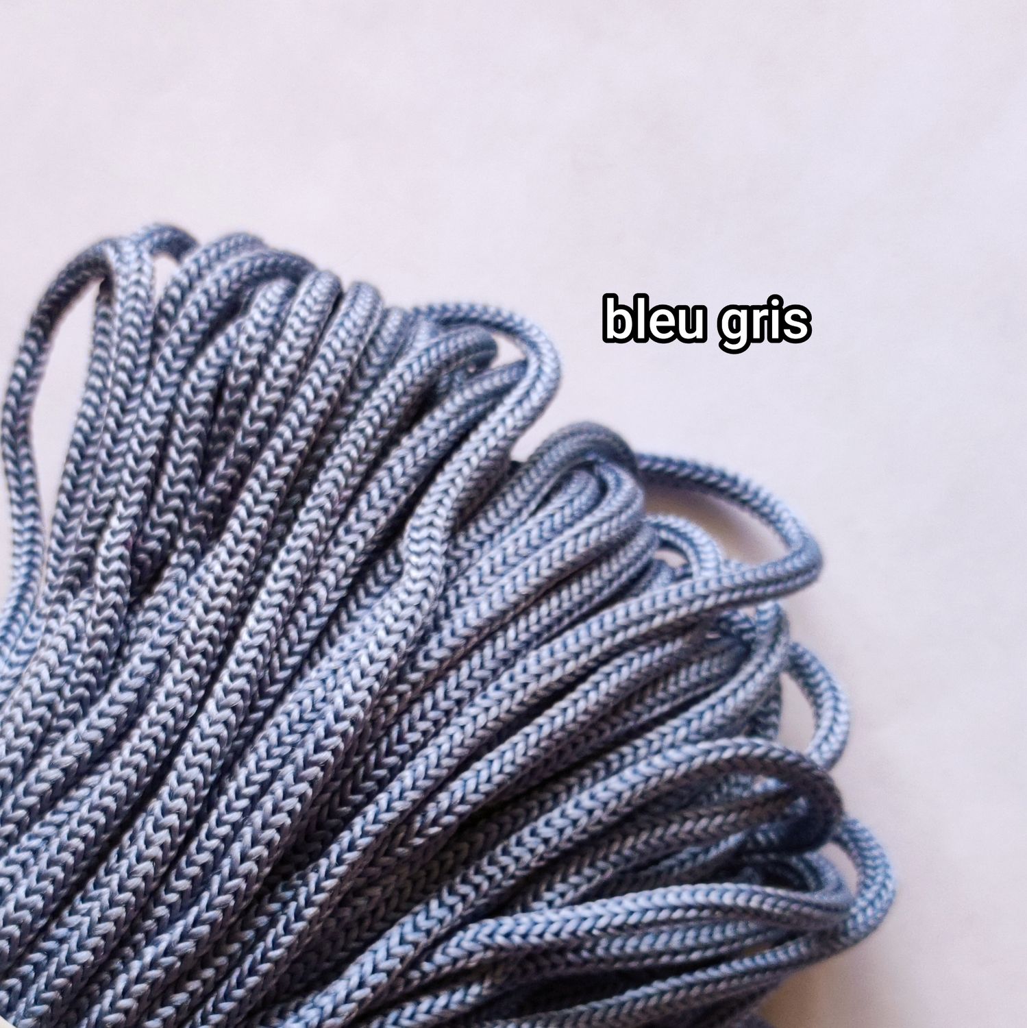 10 mètres cordelette 4mm bleu gris