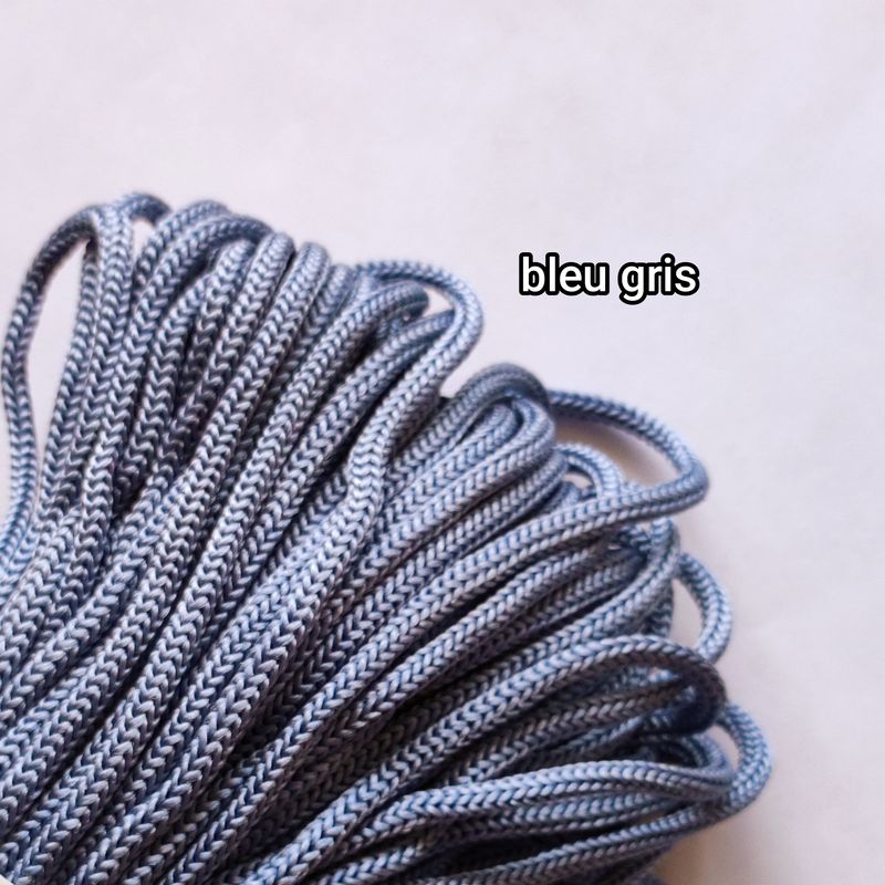 10 mètres cordelette 4mm bleu gris