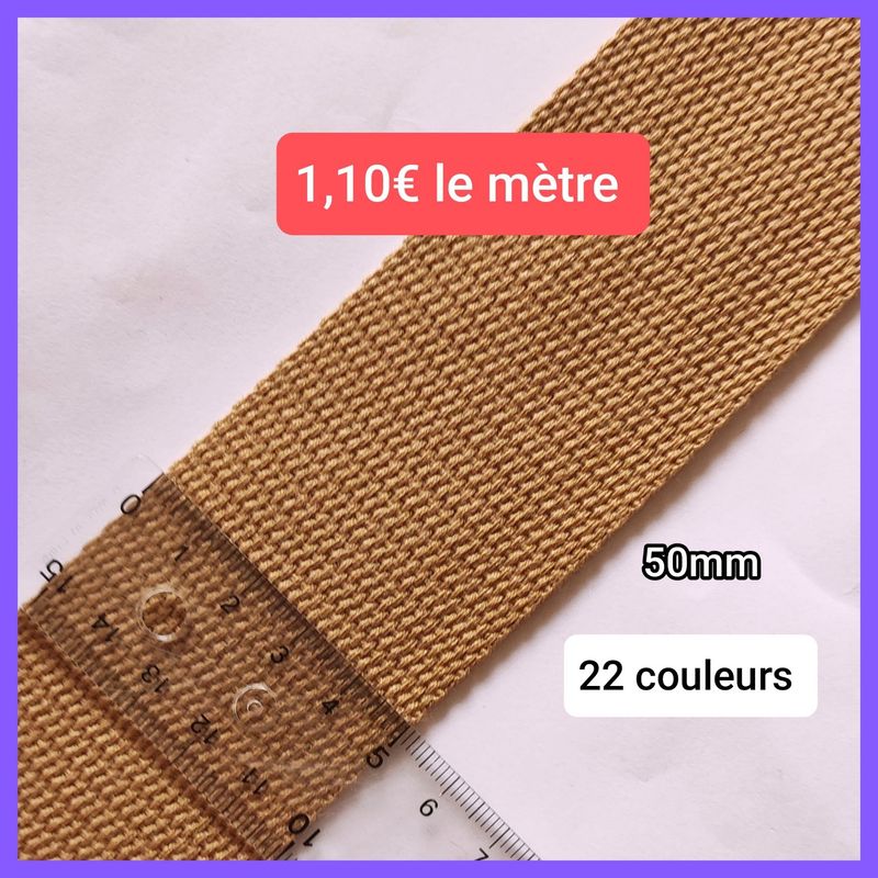 Sangle coton 50mm au mètre / 22 couleurs