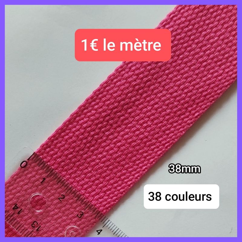 Sangle coton 38mm au mètre / 38 couleurs