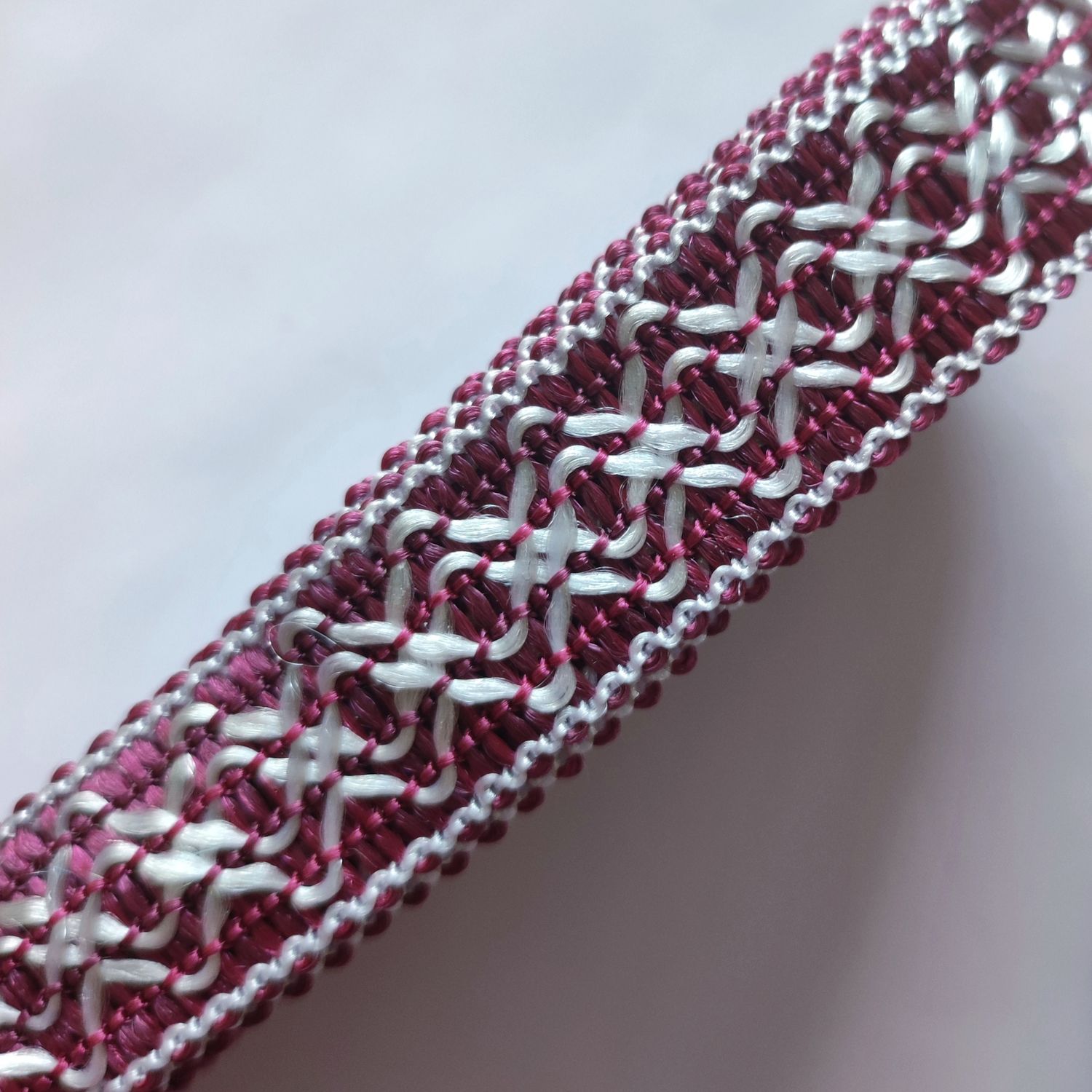 Galon sfifa 1,8 cm pourpre/blanc 